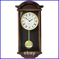 Bedford Clock Collection George 22 Inch Chestnut Wood Chiming Pendulum Wall Clo