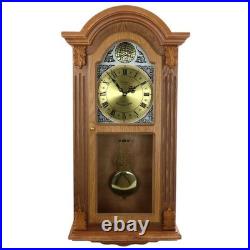 Bedford Clock Collection Honey oak Chiming Pendulum Wall Clock Bedford Clock Collection Honey oak Chiming Pendulum Wall Clock