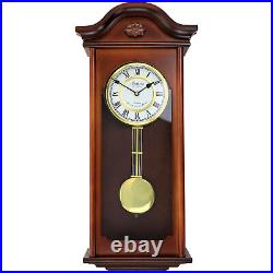 Bedford Clock Collection Jacob 22.75 Inch Mahogany Chiming Pendulum Wall Clock