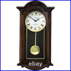 Bedford Clock Collection Noah 22 Inch Chestnut Wood Chiming Pendulum Wall Clock