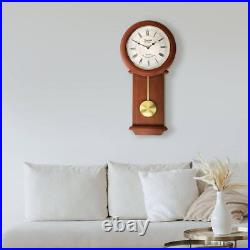 Bedford Clock Collection Wall Clock 24.5x12x2.7 Cherry Wood Chiming Pendulum