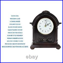 Bedford Clock Collection Wood Mantel Clock with Chimes