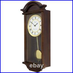 Bedford Clock Wall 22 Swinging Pendulum Chestnut Wood Chiming Roman Numerals
