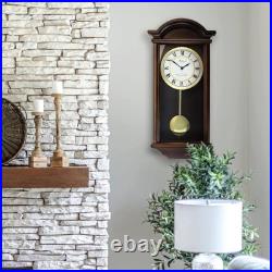 Bedford Clock Wall 22 Swinging Pendulum Chestnut Wood Chiming Roman Numerals