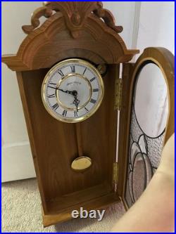 Boston Clock Co Quartz Pendulum Wall Clock Westminster Chime Glass Door. Working