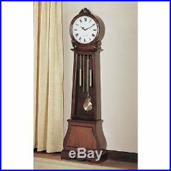 Brown Grandfather Clock Metal Wood Pendulum Home Analog Chiming Traditional