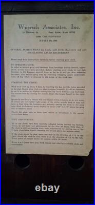 Bueatiful Vintage Wuersch Mantel Clock with Westminster Chimes With Key Running Bueatiful Vintage Wuersch Mantel Clock with Westminster Chimes With Key Running