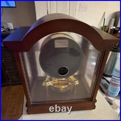 Bulova B1845 Walnut Mantel Clock Westminster Chimes Wood Glass Roman Numerals