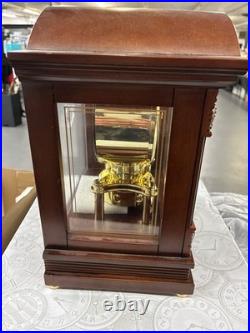 Bulova B1987 Bardwell Walnut Wood Chiming Anniversary Tabletop Mantel Clo