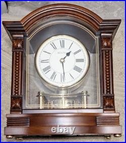 Bulova B1987 Bardwell Walnut Wood Chiming Anniversary Tabletop Mantel Clock