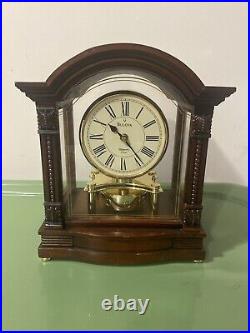 Bulova Bardwell Brass Desk Clock Quartz-Movement Elegant Office Timepiece