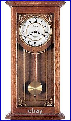 Bulova C3375 Cirrus Oak Wood Wall Pendulum Clock Westminster Chime New