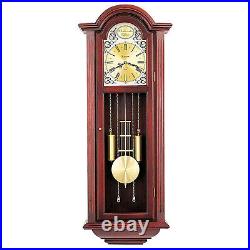 Bulova Clocks C3381 Tatianna Wooden Mahogany 3 Tune Musical Chiming Wall Clock
