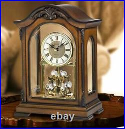 Bulova Durant Analog Quartz Solid Wood Case Pendulum Mantel Clock B1845