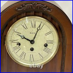 Bulova German Movement Wind up Mantle Mahogany Chime Clock With Key Working