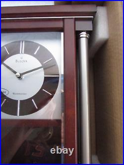 Bulova Thayer Westminster Chiming Pendulum Mantel Clock Wood Case B7655 New