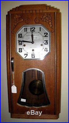 Ca1930 Westminster Chime Oak Wall Clock France by Maison Poulain