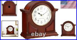 Charming Hourly Chime Mantel Clock in Brown Retro Style with Volume Control