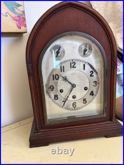 Cherrywood Ansonia mantel clock with brass chimes