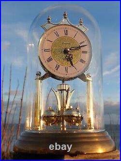 Chiming Rotating Pendulum Glass Dome Quartz Mantle Clock Legend West German