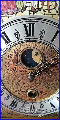 Christiaan Huygens Clock Westminster Chimes Moon Dial Key Wind 8 Day