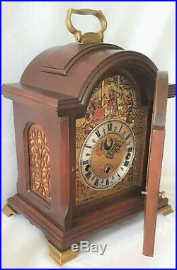 Christiaan Huygens Mantel Clock Westminster Quarter Chimes Moon Dial Key Wind