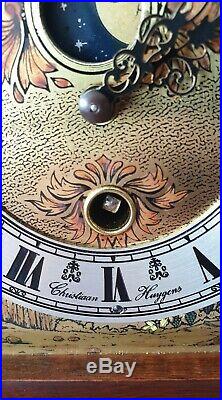 Christiaan Huygens Mantel Clock Westminster Quarter Chimes Moon Dial Key Wind