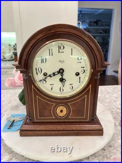 Clock Antique Vtg Wood Sligh Chime Barrister Clock Germany As Is Deco Style