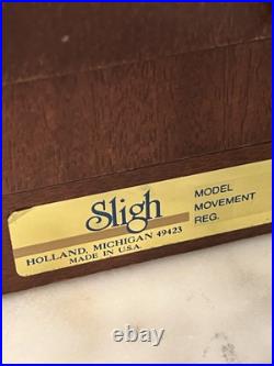 Clock Antique Vtg Wood Sligh Chime Barrister Clock Germany As Is Deco Style