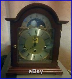 Clockwork Mantle/Carriage Clock With Westminster Chimes and Moon Dial
