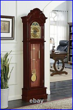 Coaster Home Furnishings Grandfather Clock With Chime Brown Red and Clear