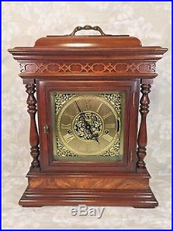 Colonial Bracket Clock Ornate Wood Case Westminster 3 Chimes Options Runs