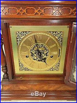 Colonial Bracket Clock Ornate Wood Case Westminster 3 Chimes Options Runs