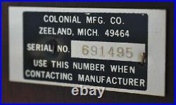 Colonial Mfg Company Mahogany Roxbury Style Grandfather Clock made Zeeland, Mich