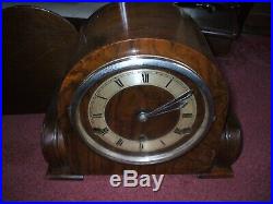 Coronet British Vintage Art Deco 8 Day Westminster Chime Mantle Clock V G C