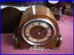 Coronet British Vintage Art Deco 8 Day Westminster Chime Mantle Clock V G C