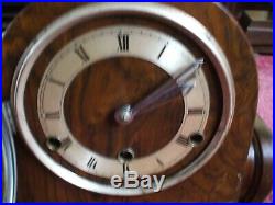 Coronet British Vintage Art Deco 8 Day Westminster Chime Mantle Clock V G C