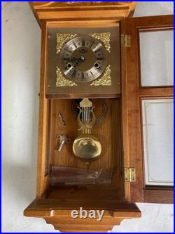 D&A Oak Centennial Parlor Clock With Pendulum, Key, Chimes, Model C-10110