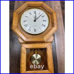 Daniel Dakota Oak Wood Schoolhouse Regulator Wall Clock Westminster Chime Quartz