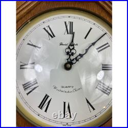 Daniel Dakota Oak Wood Schoolhouse Regulator Wall Clock Westminster Chime Quartz