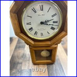 Daniel Dakota Oak Wood Schoolhouse Regulator Wall Clock Westminster Chime Quartz