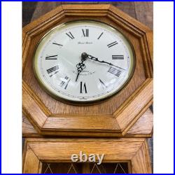 Daniel Dakota Oak Wood Schoolhouse Regulator Wall Clock Westminster Chime Quartz