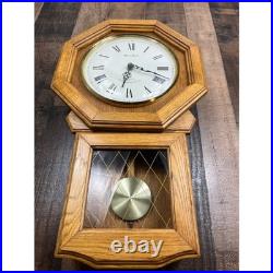 Daniel Dakota Oak Wood Schoolhouse Regulator Wall Clock Westminster Chime Quartz