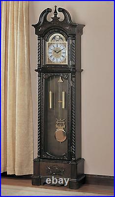 Dark Brown Traditional Style Chiming Battery Powered Grandfather Clock