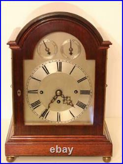 EDWARDIAN CHIMING BRACKET CLOCK triple chain fusee WESTMINSTER on COILED GONGS