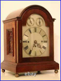 EDWARDIAN CHIMING BRACKET CLOCK triple chain fusee WESTMINSTER on COILED GONGS