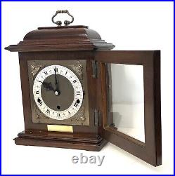 ELLIOTT LONDON Mahogany Bracket Clock Westminster Chime AUTOMATIC NIGHT SILENCER