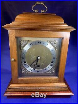 ELLIOTT LONDON Walnut Bracket Clock Westminster Whittington Chime NIGHT SILENCE