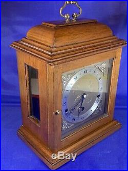 ELLIOTT LONDON Walnut Bracket Clock Westminster Whittington Chime NIGHT SILENCE
