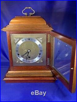 ELLIOTT LONDON Walnut Bracket Clock Westminster Whittington Chime NIGHT SILENCE